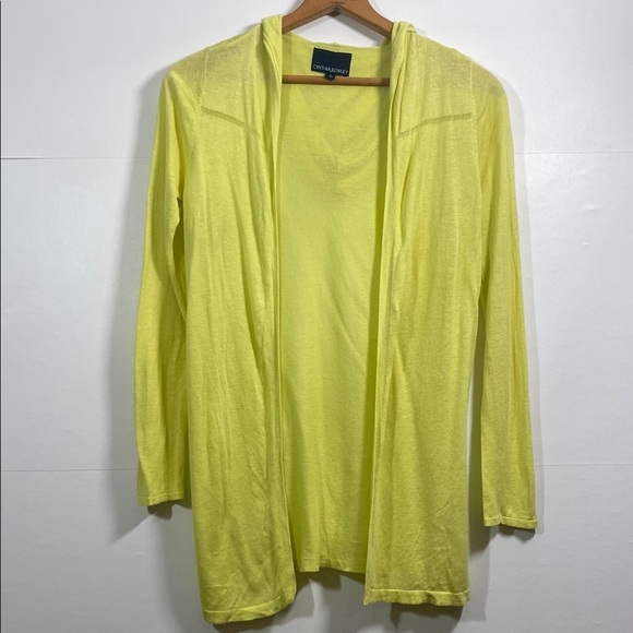 Cynthia Rowley Linen Blend Yellow Women’s Hooded Cardigan Sweater Size Small - Picture 1 of 5